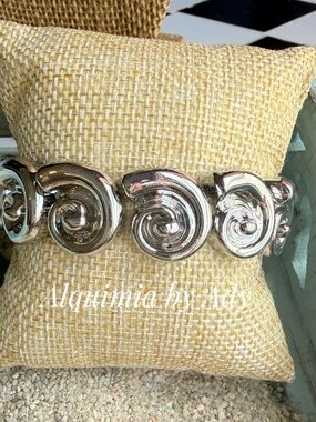Alquimia Polished Silver Spiral Link Bracelet
